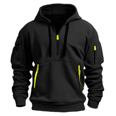 Moletom Masculino com Capuz, Meio Zíper e Bolsos Utilitários 4