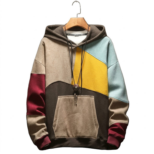 Moletom com Capuz Masculino Colorblock Patchwork 1