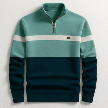 Pulôver de Tricô Masculino com Zíper e Estampa Colorblock 3