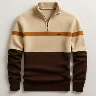 Pulôver de Tricô Masculino com Zíper e Estampa Colorblock 4