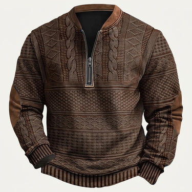 Suéter de Tricô Masculino com Zíper e Cotoveleiras 3