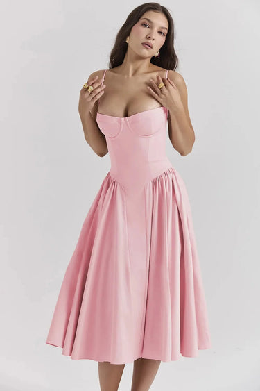 Vestido Midi Feminino com Corpete Estilo Bustier e Bolsos Laterais 4