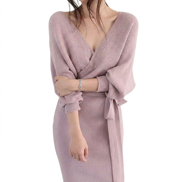 Vestido Midi Transpassado em Tricô com Cinto 1
